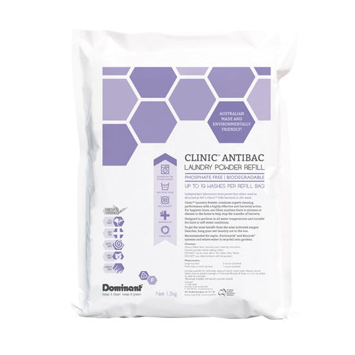 Clinic Antibacterial Laundry Powder - 1.5kg Refill Bag (Phosphate Free)
