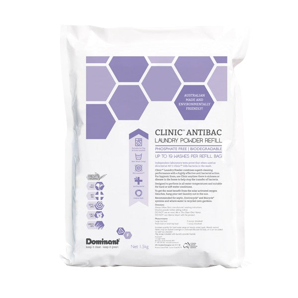Clinic Antibacterial Laundry Powder - 1.5kg Refill Bag (Phosphate Free)